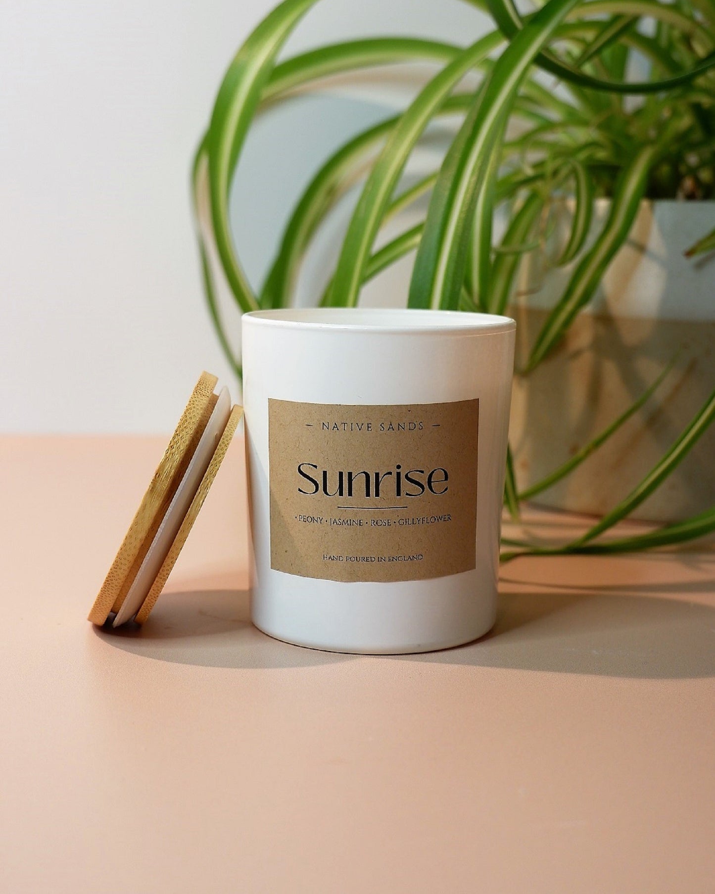 Sunrise white glass candle